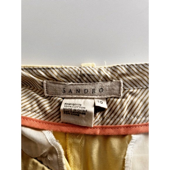 SANDRO Chino Shorts Yellow Women's Size 10 Mid Rise 5 inch inseam - Picture 6 of 6